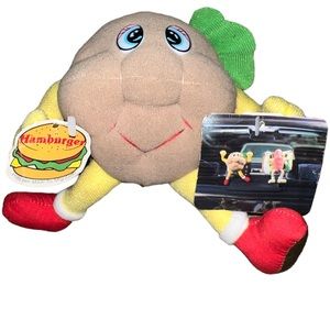 HTF vintage 1988 Hamburger  Stuffed Plush By Well Made Toy Co W Tags